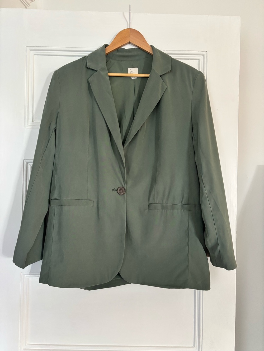 Women's Sage Green Single-Button Blazer Jacket